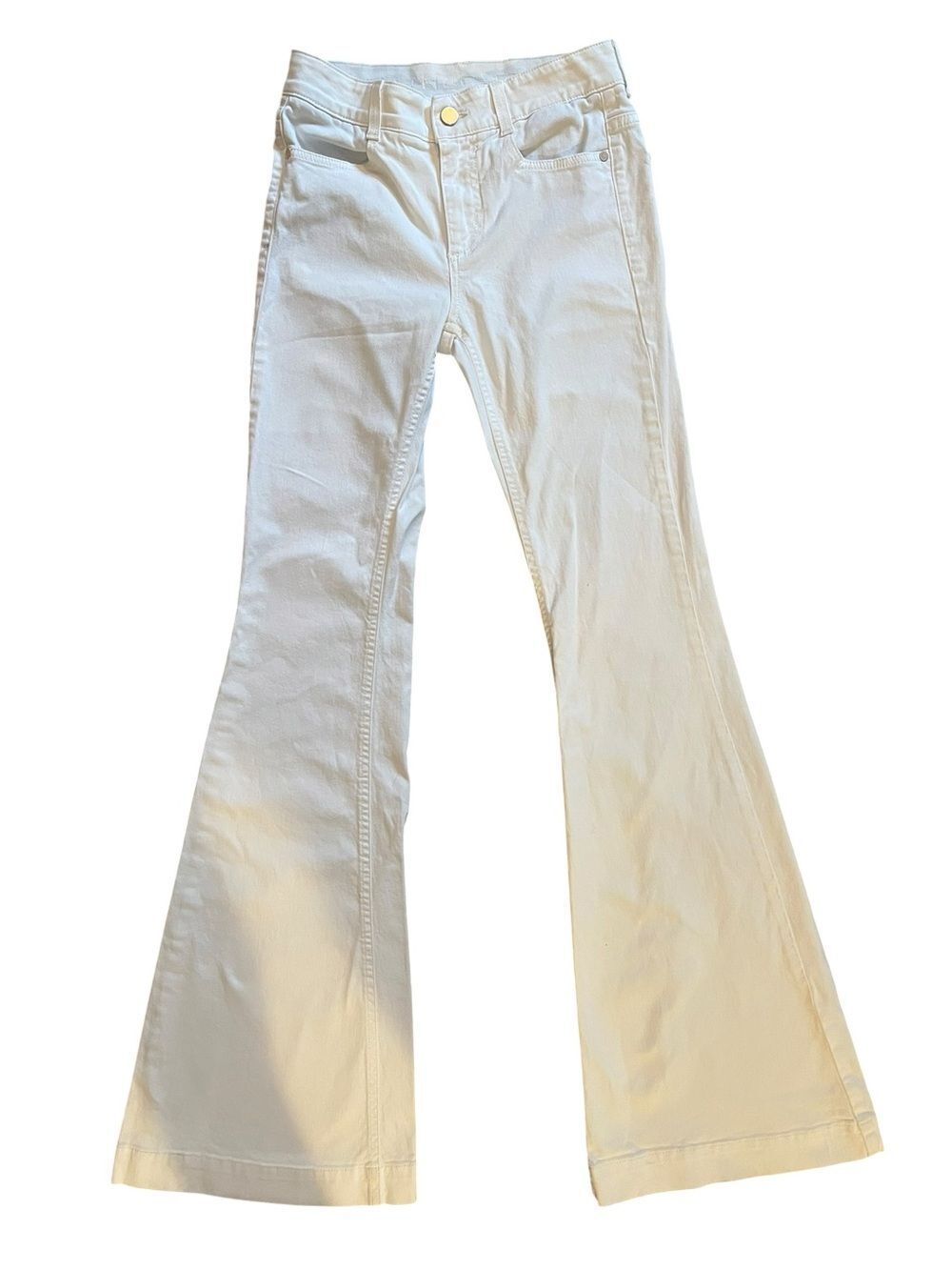Stella McCartney White Flare Jeans 26 Stretch Cotton Italy Designer Denim Boho